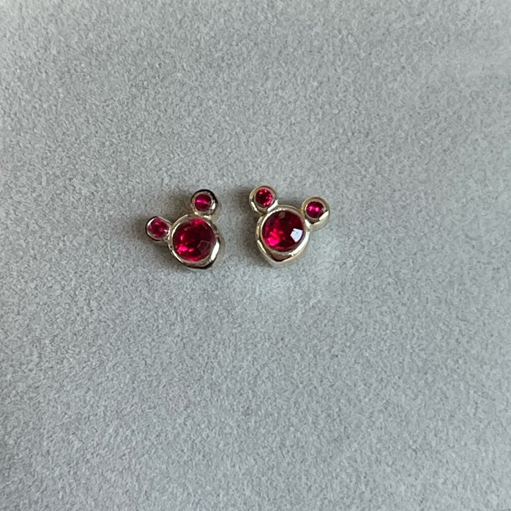 Mickey Mouse Red Gemstone Stud Earrings